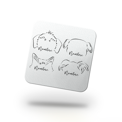 Pack Posavasos Personalizados Ilustración Minimalista Orejitas