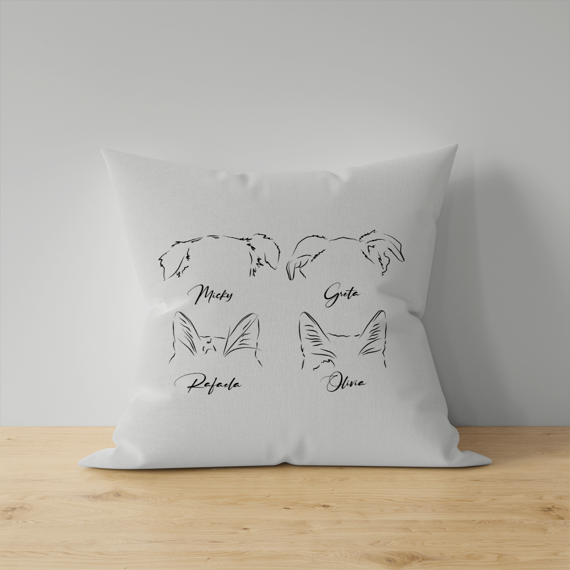 Cojín Personalizado Ilustración Minimalista Orejitas